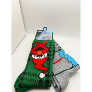 Sesame Street Mens Holiday Socks 2-Pack Featuring Elmo & Cookie Monster